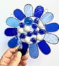 Stained Glass Bead Daisy Suncatcher - Daisy - Handmade Window Decoration - Blue - Image 3