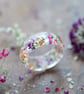 Real Flower Ring Sweet Alyssum - Gold Flakes Pressed Flower Ring Resin Jewelry R - Image 8