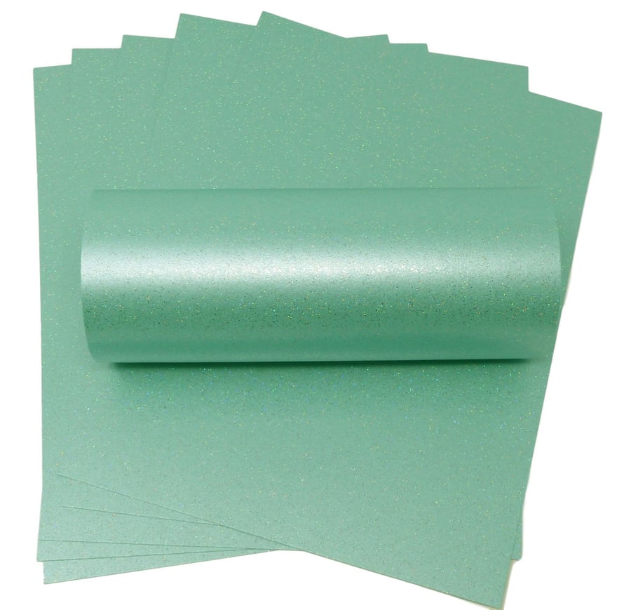 10 Sheets A4 Sea Blue Iridescent Sparkle Card Quality 300gsm 110lb Cover Card Fo