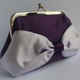 Deep Purple and Lilac Satin Bow Clasp Purse