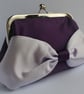 Deep Purple and Lilac Satin Bow Clasp Purse - Image 1
