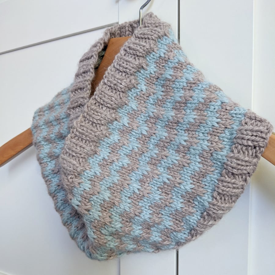SALE Cosy hand knitted striped cowl