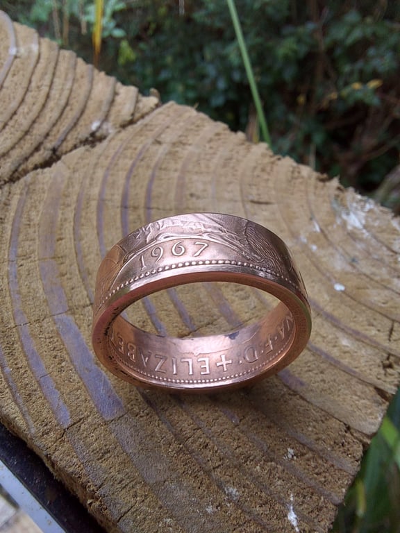 1967 Queen Elizabeth Old Penny Coin Ring 