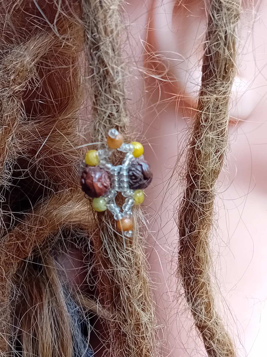 Wooden roses tribal warrior dreadlock bead