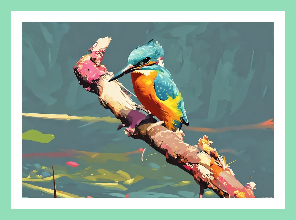 Kingfisher on the Fens Norfolk Greeting Card A5 Size 