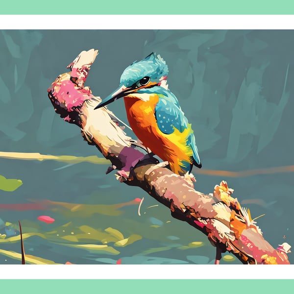 Kingfisher on the Fens Norfolk Greeting Card A5 Size 