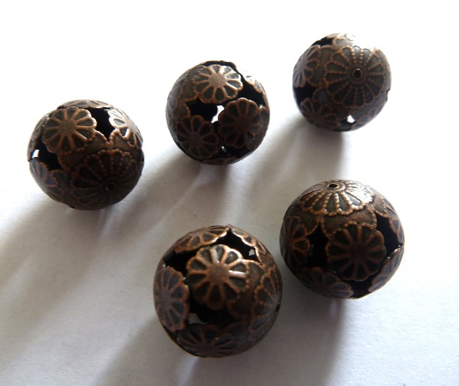 5 filigreen copper balls