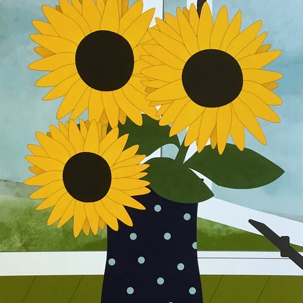 Sunflowers - flower art print - gardens