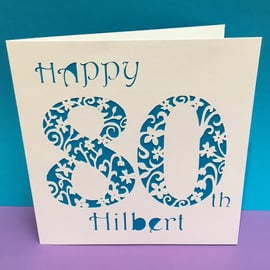 80th Birthday Card - Personalised