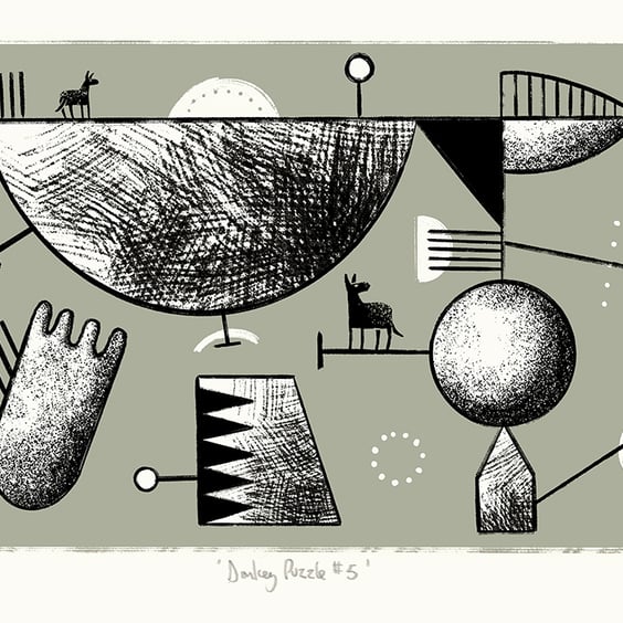 Donkey Puzzle No.5 A4 two-colour screen-print