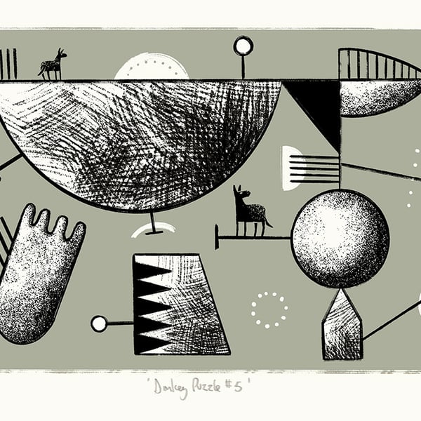 Donkey Puzzle No.5 A4 two-colour screen-print