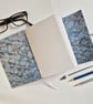 Dark Blue Leather Notebook or Journal, lined with a blue and grey marble paper - Image 3