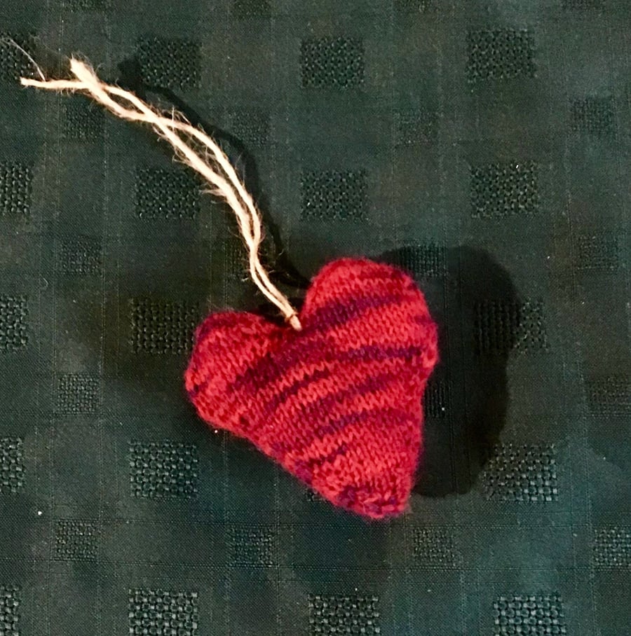 Red Knitted Lavender Heart 