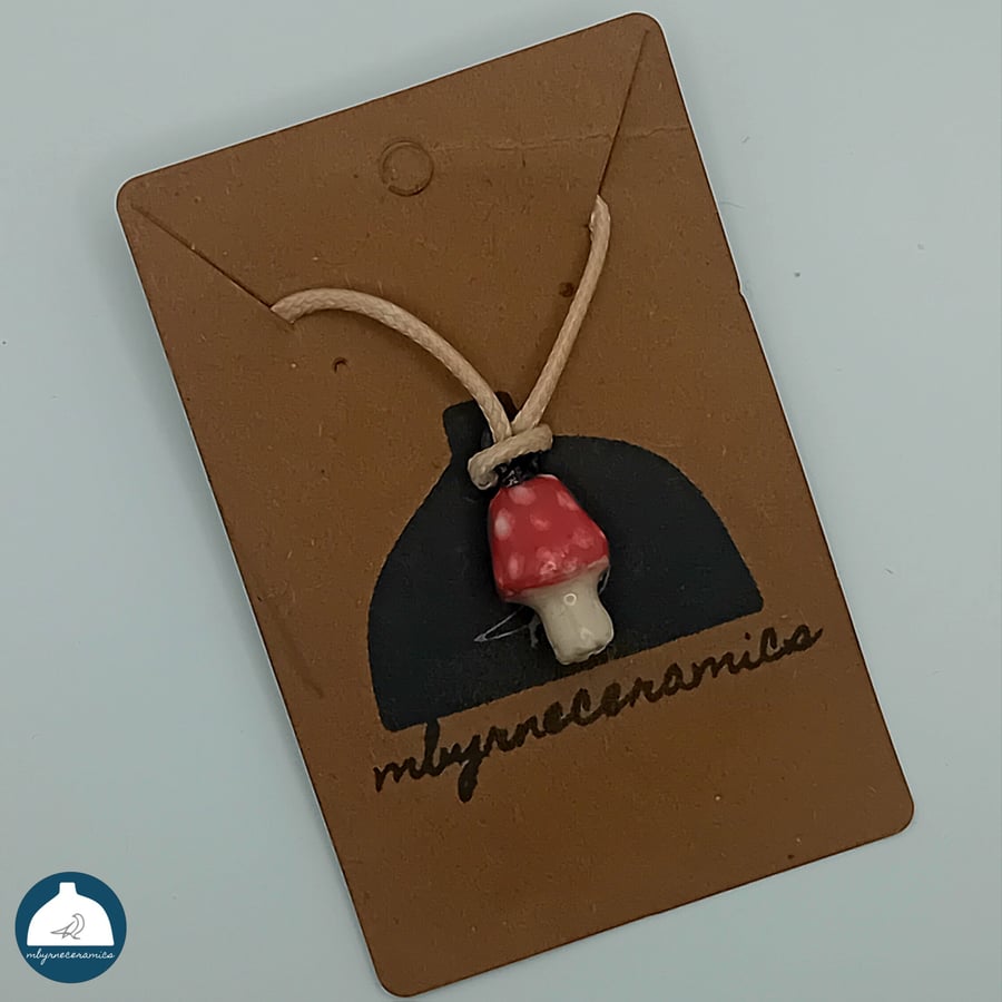 Domed top Toadstool Ceramic Necklace
