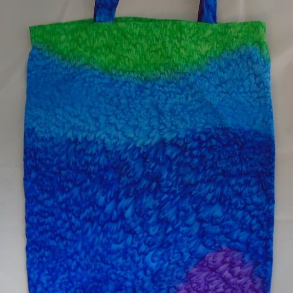 Silk Shopping or Tote Bag - Colourful Design 