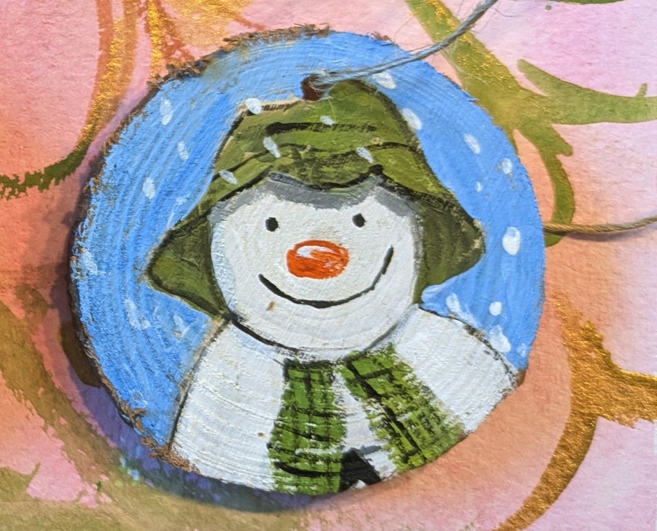 The Snowman wooden decorative tag