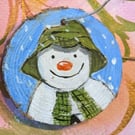 The Snowman wooden decorative tag