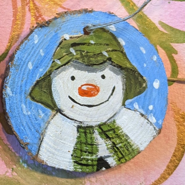 The Snowman wooden decorative tag