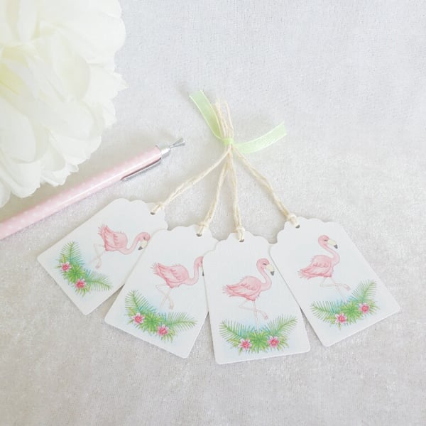 Flamingo Gift Tags - set of 4 tags