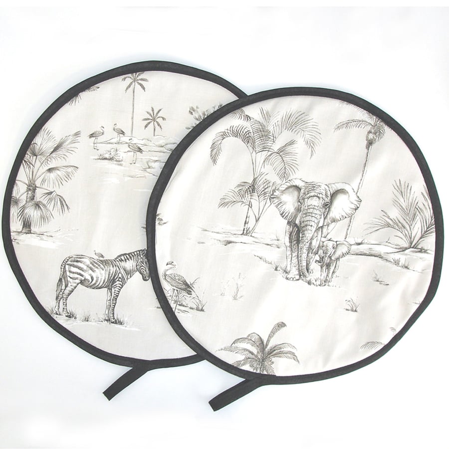 Aga Hob Lid Mats Zebra Elephant Pads Covers Surface Savers Grey Safari