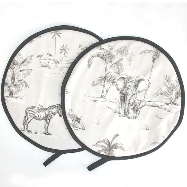 Aga Hob Lid Mats Zebra Elephant Pads Covers Surface Savers Grey Safari