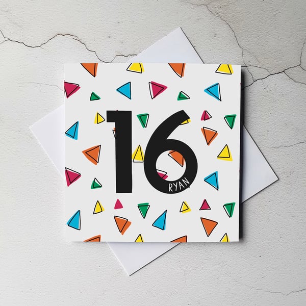 Personalised 16th Birthday Card, Age Card
