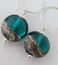Handmade Teal Lampwork Earrings - Image 4