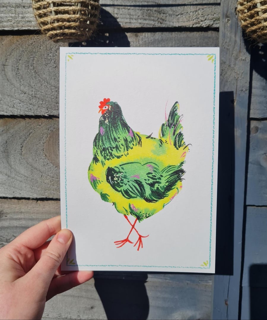 A5 Chicken Art print Whimsical Animal Wall Decor