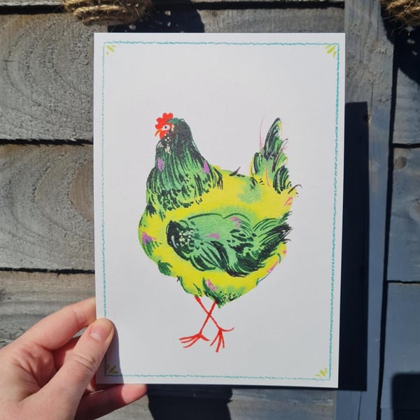 A5 Chicken Art print Whimsical Animal Wall Decor