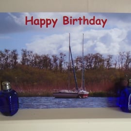 Happy Birthday Sailing Boats On Norfolk Broads Card Blank A5 