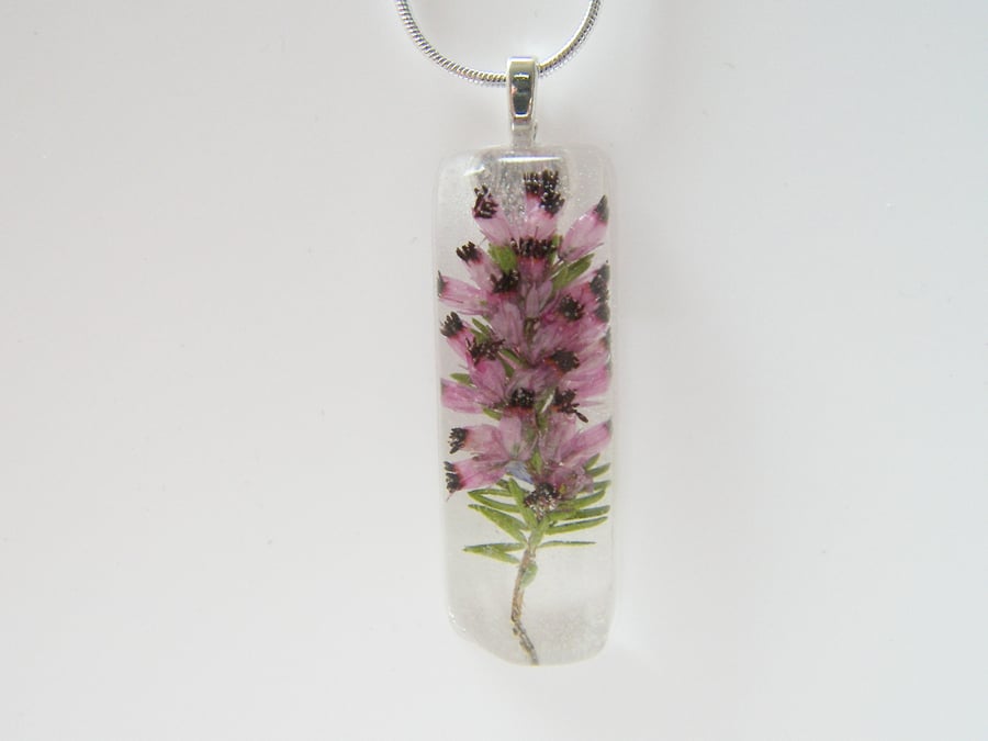 Scottish Purple Heather Flower Pendant - Wearable Art - HEATHER