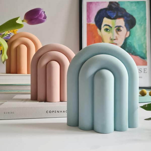 Colourful Arched Concrete Bookends