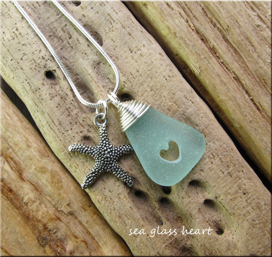 Sea glass heart pendant 