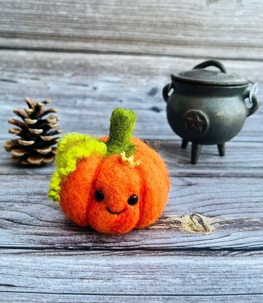 Needle Felted King of the Pumpkin Patch - Halloween decoration handmade gift