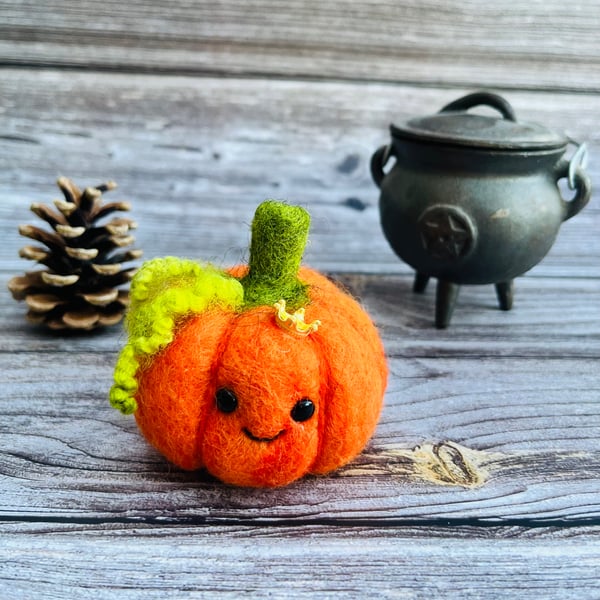 Needle Felted King of the Pumpkin Patch - Halloween decoration handmade gift