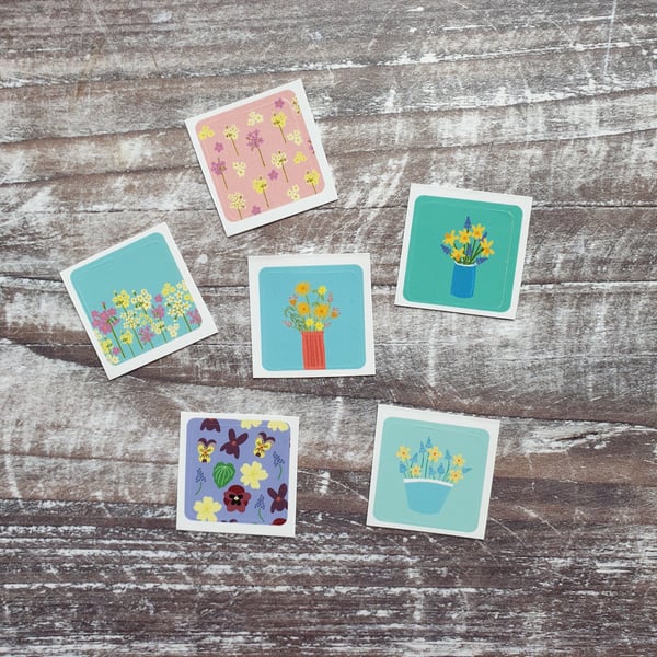 Spring and Summer Flower Envelope Stickers - Set of 6