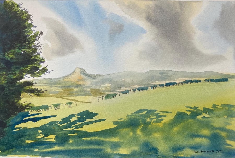 Roseberry topping from Kirkby (Pure Original Watercolour 11 x 7.5 ) 