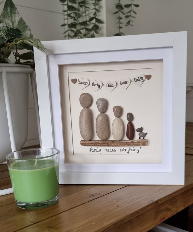 Personalised Family Pebble Picture 8" x 8"