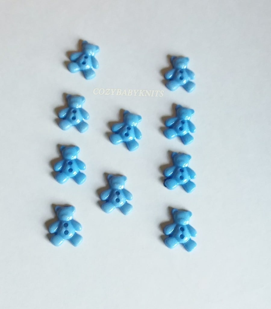 Pale blue teddy bear plastic buttons