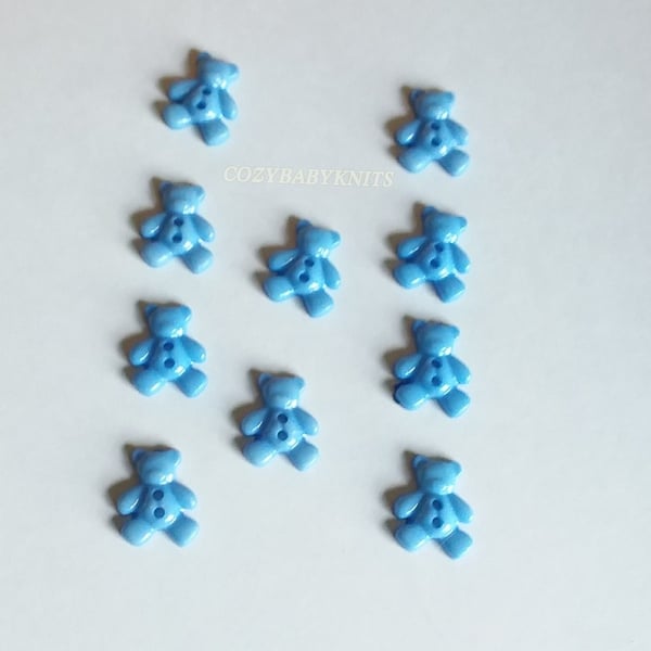 Pale blue teddy bear plastic buttons