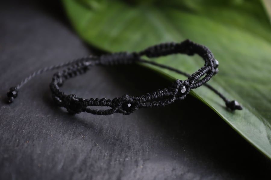 Women's adjustable bracelet with natural stones black Tourmaline 