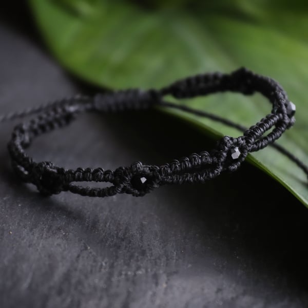 Women's adjustable bracelet with natural stones black Tourmaline 
