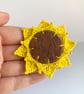 Sunflower brooch with micro crochet