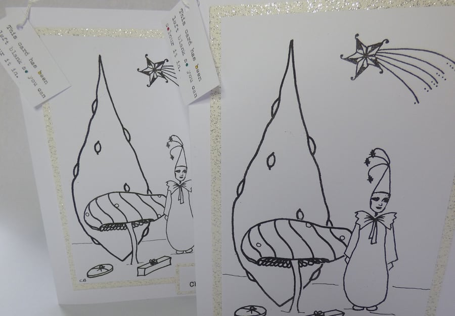 2 Blank Colouring in Christmas cards