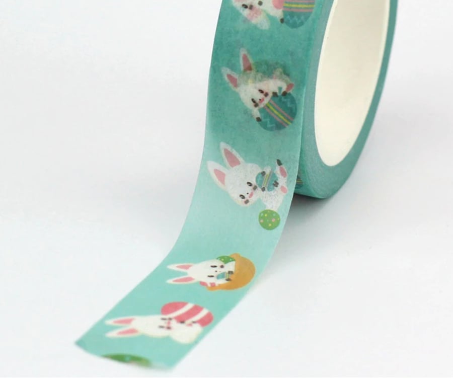 Easter Bunny & Egg pattern,15mm Washi Tape, 10m, Decorative Tape, Cards, Journal
