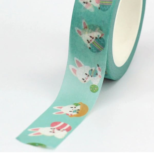 Easter Bunny & Egg pattern,15mm Washi Tape, 10m, Decorative Tape, Cards, Journal