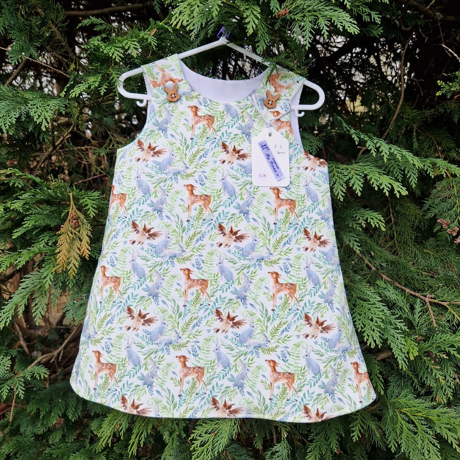 Age: 2-3yr Rabbit, Deer and Owl Needlecord dress. 