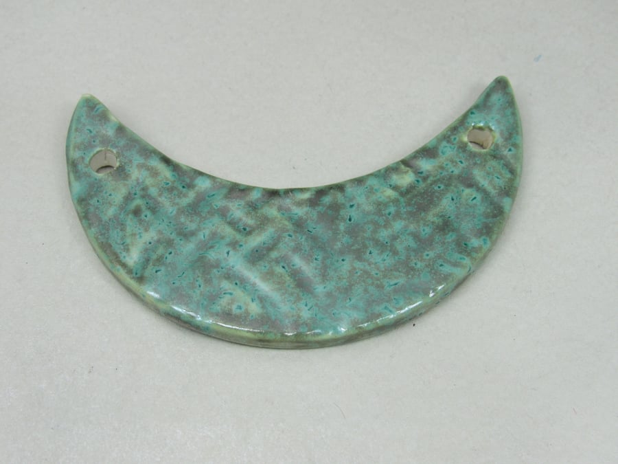 Verdigris Celtic Ceramic Crescent Bib Pendant