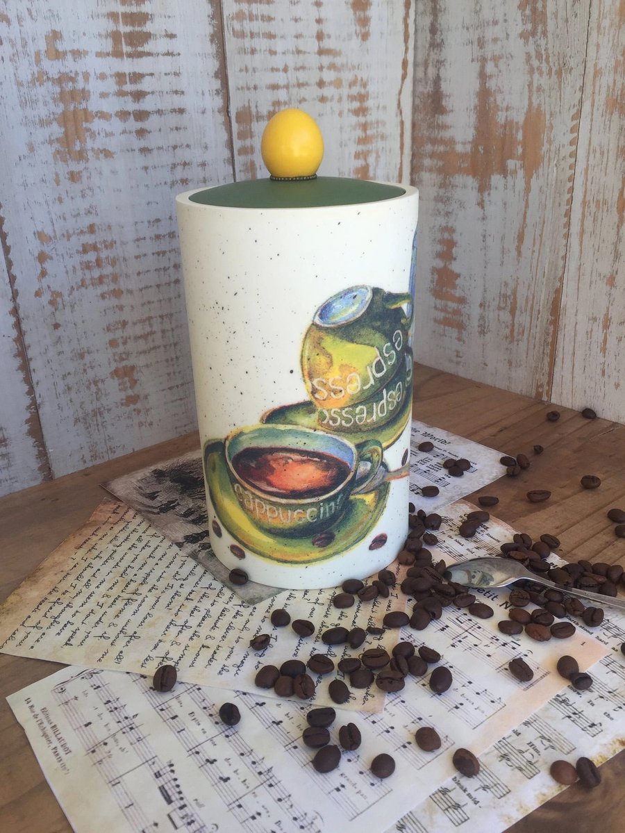 Handmade Linden Wood Coffee Canister – Vintage Espresso Design