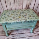 Green Floral Decoupaged Wooden Chest